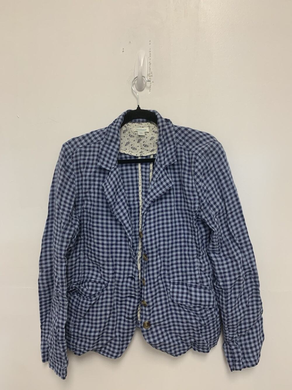 Sundance Ziri Linen Plaid Blazer Size Small